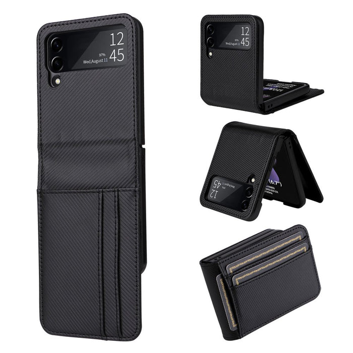 Business-Style Black PU Leather Wallet Case for Samsung Galaxy Z Flip 4 - Card Holder, Protective Cover for  Both Women and Men