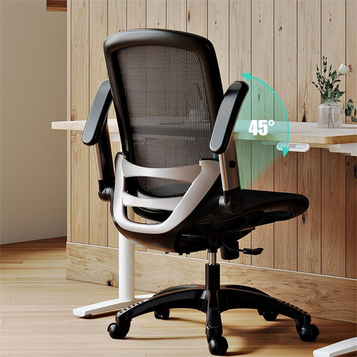 Ergonomic Office Chair - Mesh Desk Chair with Lumbar Support and Adjustable Flip-Up Arms, Soft Wide Seat, 90-120° Tilt, High Back - Swivel Task Chair for Home Ergonomic Chairs - Easy to Assemble