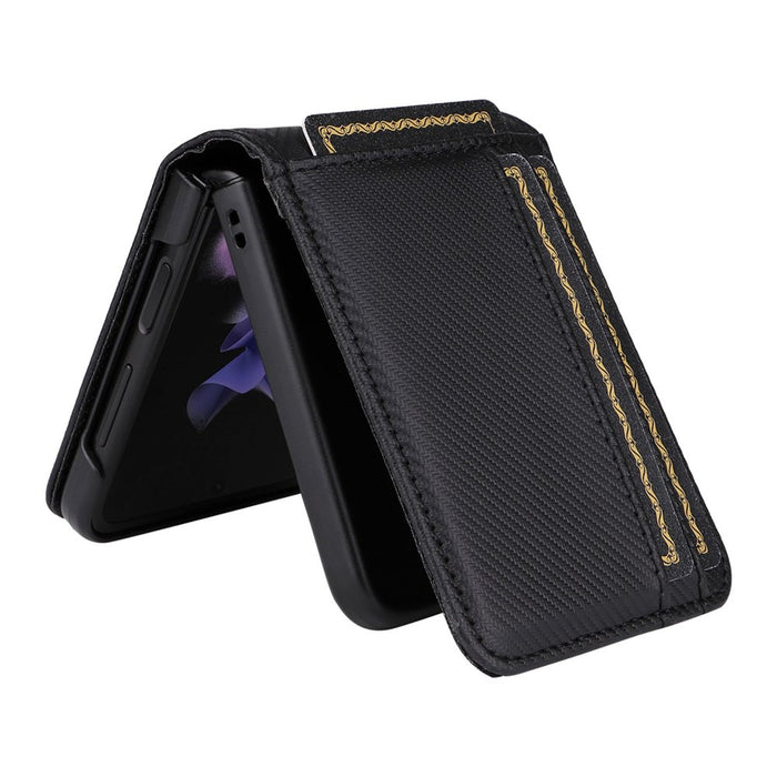 Business-Style Black PU Leather Wallet Case for Samsung Galaxy Z Flip 4 - Card Holder, Protective Cover for  Both Women and Men