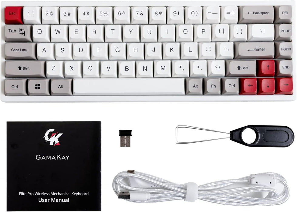 TK68 65% RGB Silent Mechanical Keyboard - 68 Keys Bluetooth 5.0/Type-C Wired/2.4GHz Wireless - PBT XDA Profile Keycaps - Hot Swap Custom Backlit Gaming Keyboard (Gamakay Phoenix Switch)