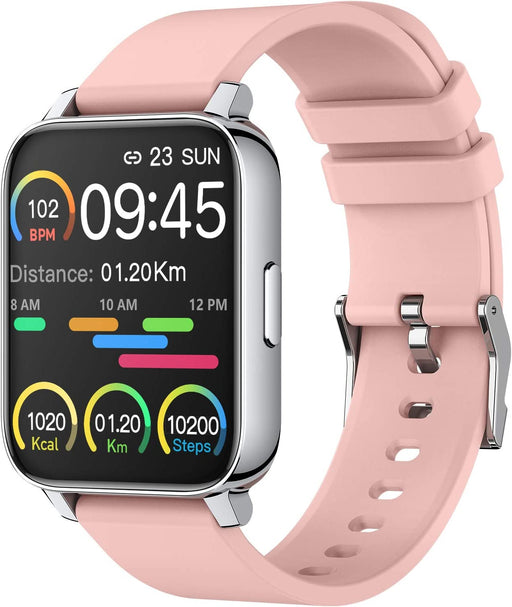 Smart Watch for Women and Men - 1.69 Inch Touch Screen Fitness Tracker Watch - IP67 Waterproof Smartwatch with Heart Rate and Sleep Monitor - Step Counter Sport Running Watch for Android and iOS (Pink)