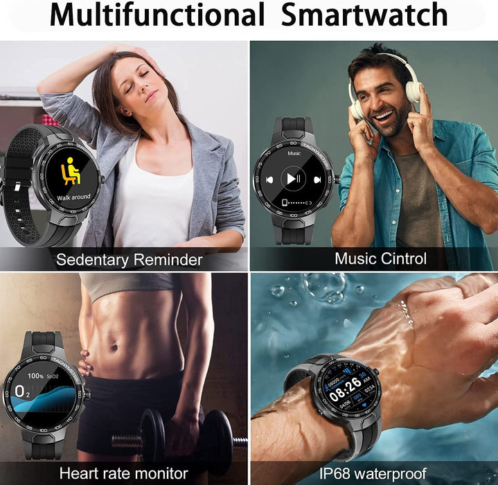 Smart Watch Fitness Tracker for Men and Women - Touch Screen Smartwatch with GPS Tracking, Heart Rate Monitor, Sleep Tracker - IP68 Waterproof Pedometer Activity Tracker - Fitness Watch for Android and iOS - Black