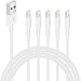 LightningLink 5-Pack 6ft Long Lightning to USB Cables - Compatible with iPhone/iPad/iPod, 5V Fast Charging and Data Sync
