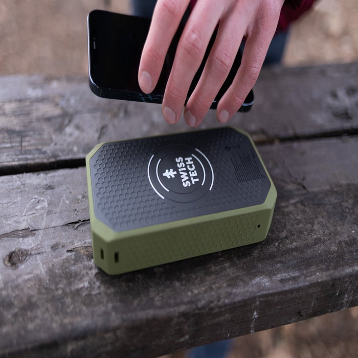 WeatherGuard 20,000mAh Wireless Power Bank with Flashlight and Charging Pad - IP54 Weatherproof for Ultimate Outdoor Charging Experience