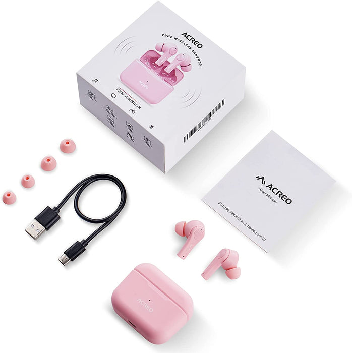 Wireless Earbuds, Airbuds (2021 Launched) - Bluetooth TWS Earbuds with 24 Hours Playtime - More Compact Wireless Earbuds for Android and iPhone - IPX7 Rating Waterproof Earbuds (Pink)
