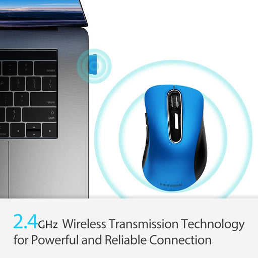 2.4G Portable Wireless Mouse - 1200 DPI Mobile Optical Cordless Mice with USB Receiver for Computer, Laptop, PC, Desktop, MacBook - 5 Buttons, Blue