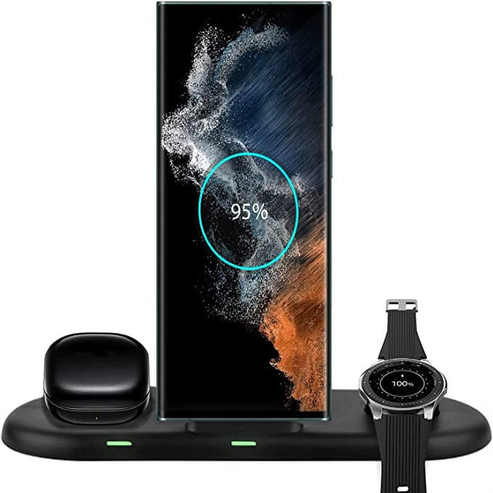 3 in 1 Wireless Charging Station for Samsung Galaxy S23 Ultra/S23/S23+/Z Fold 5/Z Flip5/Z Fold 3/S22/S21/S20, Samsung Watch Charger for Galaxy Watch 6 Classic/6/5 Pro/4/3/Active 2, Galaxy Buds2 Pro - Streamlined Charging Hub for Your Samsung Ecosystem