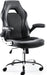Gaming Ergonomic Office Chair with Flip-Up Armrest and Height Adjustable Desk - Splicing PU Leather Computer Chair with Lumbar Support - Dimensions: 25.98D x 28.35W x 42.13H Inches - Black + Grey