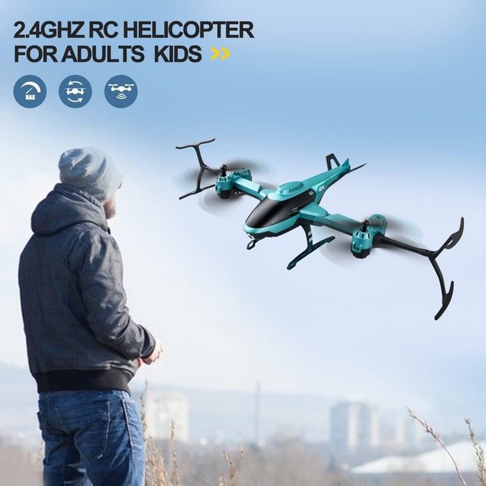  1080P HD Camera RC Helicopter Drone for Kids and Adults - Foldable FPV Quadcopter with Live Video, 2 Batteries Included - Blue"
