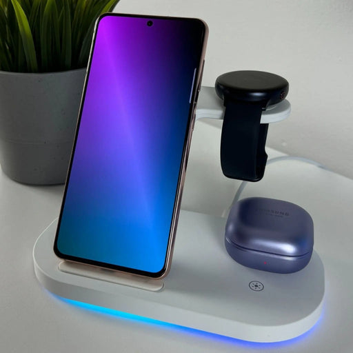 TriCharge 3-in-1 Wireless Charger: Simultaneous Charging for Your Phone, Earbuds, and Smartwatch