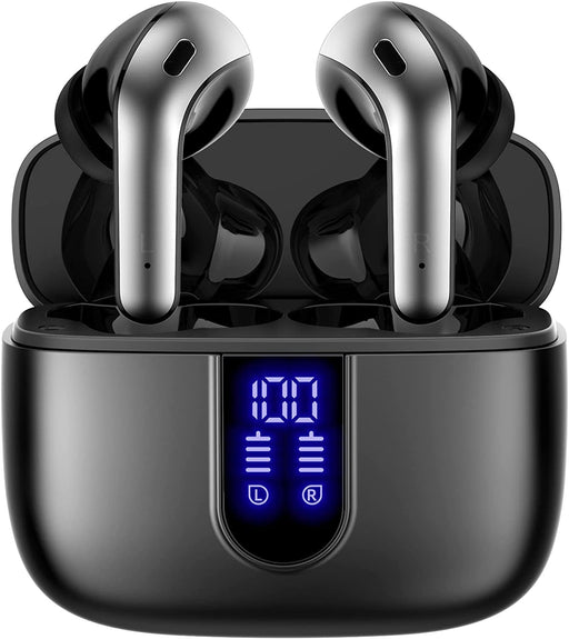 True Wireless Earbuds with LED Power Display - 60H Playback, Wireless Charging Case, IPX5 Waterproof, In-Ear Earbuds with Mic for TV, Smart Phone, Laptop, Computer, Sports