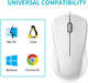 N1600 3-Button Quiet Wired Mouse - 1000DPI Optical Mouse with Quiet Buttons and Ergonomic Shape - Suitable for Desktop Computers and Laptops - Matte White