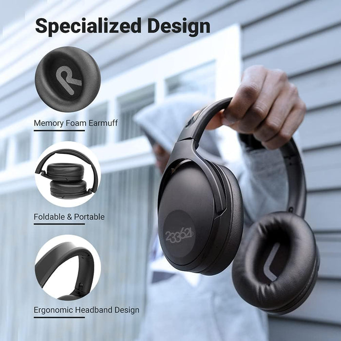 Hush Active Noise Cancelling Headphones with Microphone - [100 Hrs Playtime] Wireless Over Ear ANC Headphones, Bluetooth Connectivity, Custom App for Comfort Fit, Ideal for Home Office - Berry