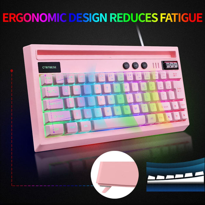 60% Wired Gaming Keyboard, RGB Backlit Compact Mini Keyboard with Phone Stand, Waterproof Small 61 Keys Typewriter Keyboard for Pc/Mac Gamer, Easy to Carry on Business Trip