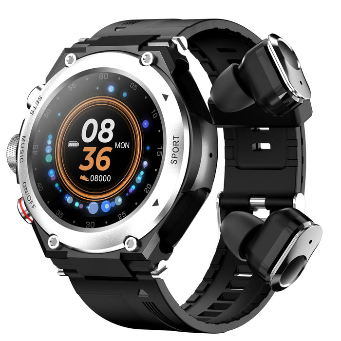 T92 Color Screen Smartwatch with TWS Bluetooth Headset 2-in-1 - Sports Watch with Heart Rate Monitor, Health Tracking, Local Music Playback