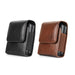 Leather Vertical Pouch Case with Belt Loop, Metal Clip, and Magnetic Closure for Moto Razr+/ Galaxy Z Flip 5 4 3 Phones - Black