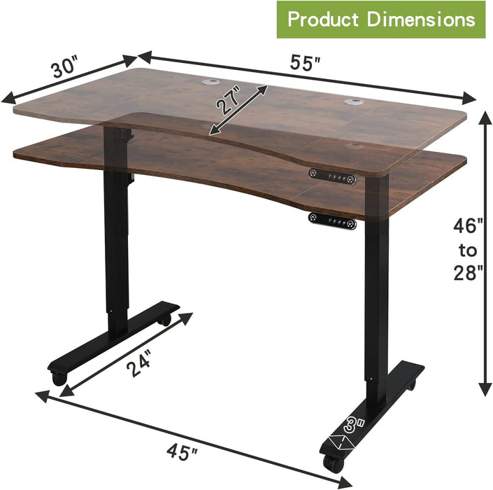 Electric Standing Desk - Height Adjustable Computer Desk with Splice Board and Under Desk Storage - Ideal for Home Office Desks and Sit-Stand Workstations