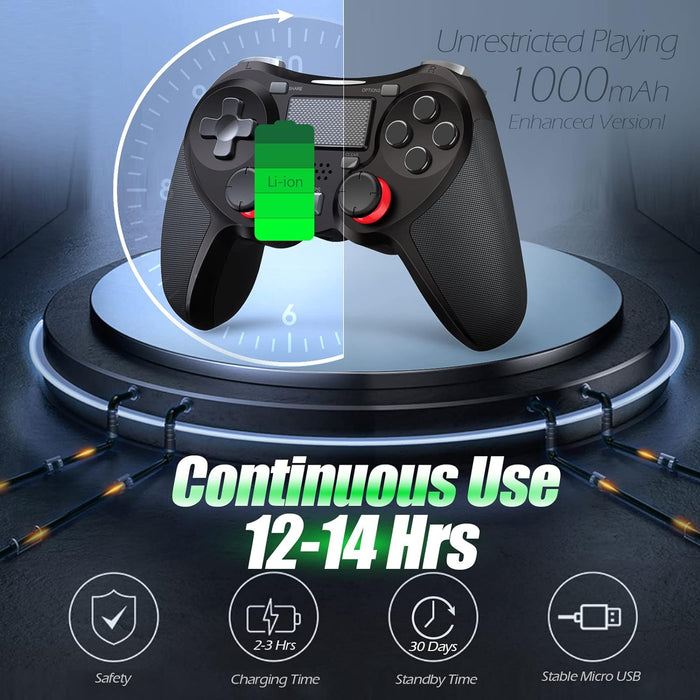 Wireless Controller Compatible with PS4/PS4 Pro/PS4 Slim - Pro Controller with Built-In Speaker, Advanced Buttons Programming, Enhanced Dual Vibration, Turbo Auto Fire - Black