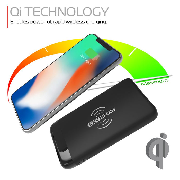 PowerFlow 8K: Qi Wireless Portable Charger - 8,000mAh Battery Power Bank with Dual-USB Ports for Ultimate Versatility