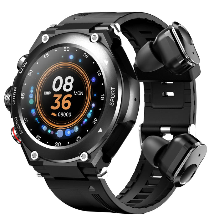 T92 Color Screen Smartwatch with TWS Bluetooth Headset 2-in-1 - Sports Watch with Heart Rate Monitor, Health Tracking, Local Music Playback