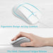 N1600 3-Button Quiet Wired Mouse - 1000DPI Optical Mouse with Quiet Buttons and Ergonomic Shape - Suitable for Desktop Computers and Laptops - Matte White