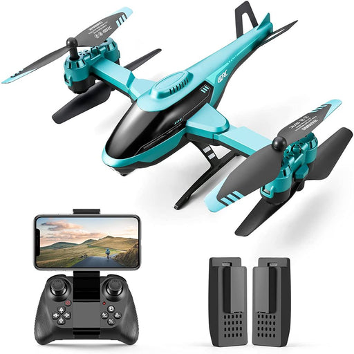  1080P HD Camera RC Helicopter Drone for Kids and Adults - Foldable FPV Quadcopter with Live Video, 2 Batteries Included - Blue"